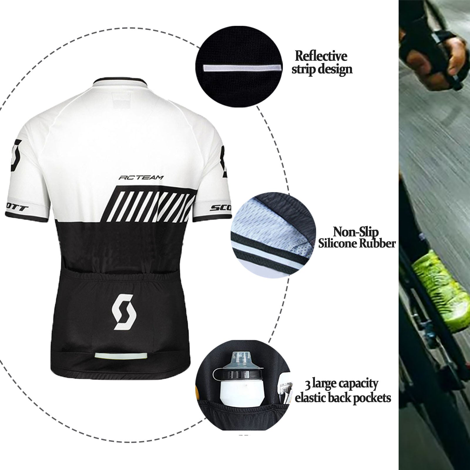 White quick dry breathable short sleeve SCOTT RC-TEAM men cycling jersey