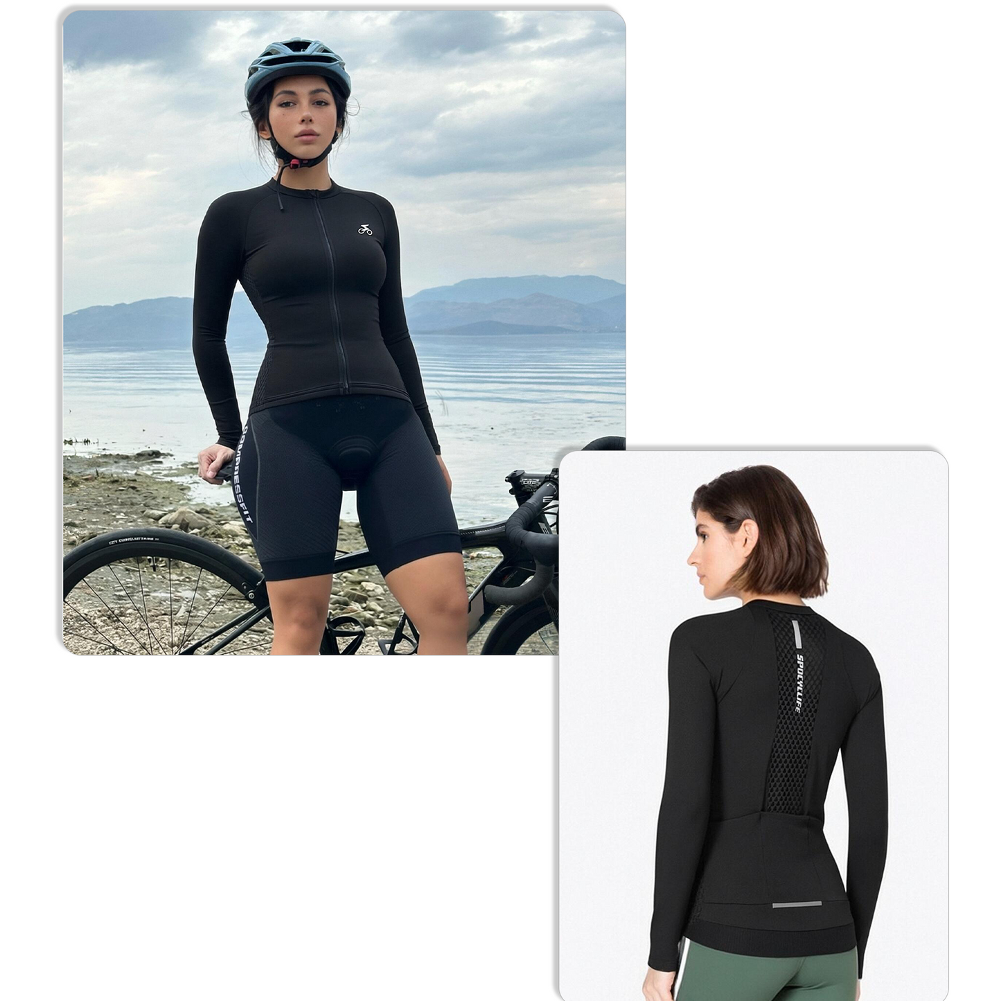 Women Quick Dry Breathable Long Sleeve Cycling Jersey Black