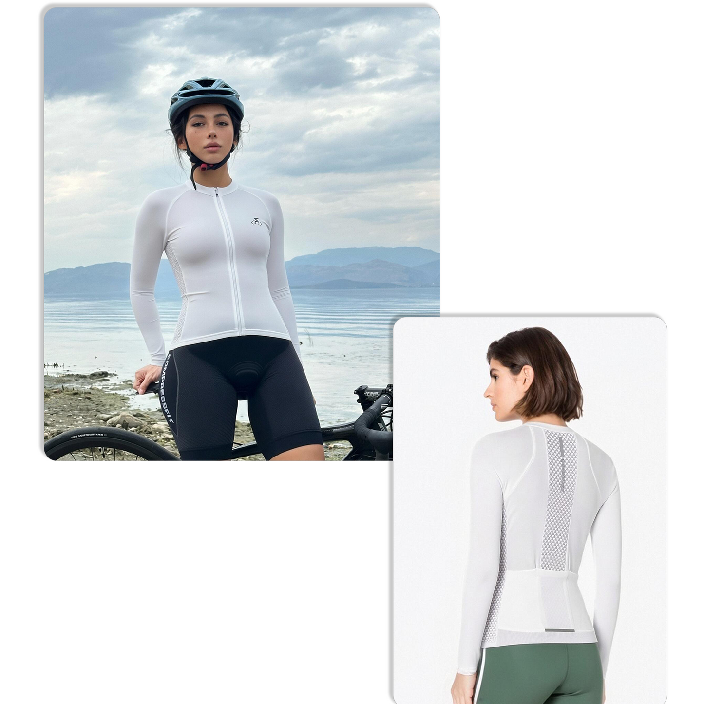 Women Quick Dry Breathable Long Sleeve Cycling Jersey White
