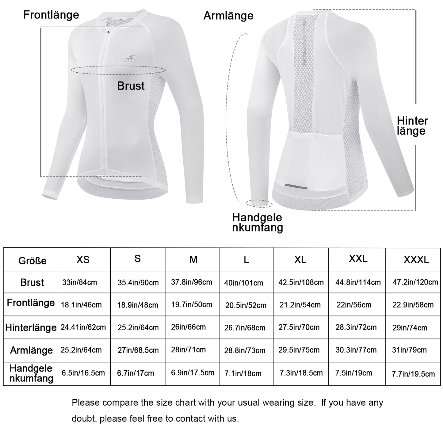 Women Quick Dry Breathable Long Sleeve Cycling Jersey White
