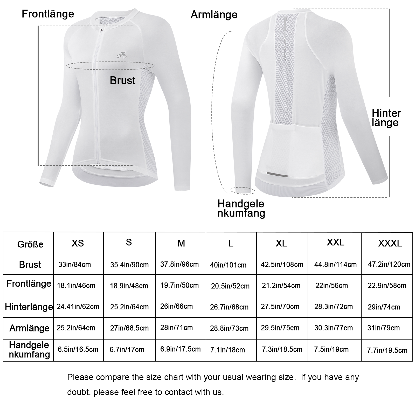 Women Quick Dry Breathable Long Sleeve Cycling Jersey White