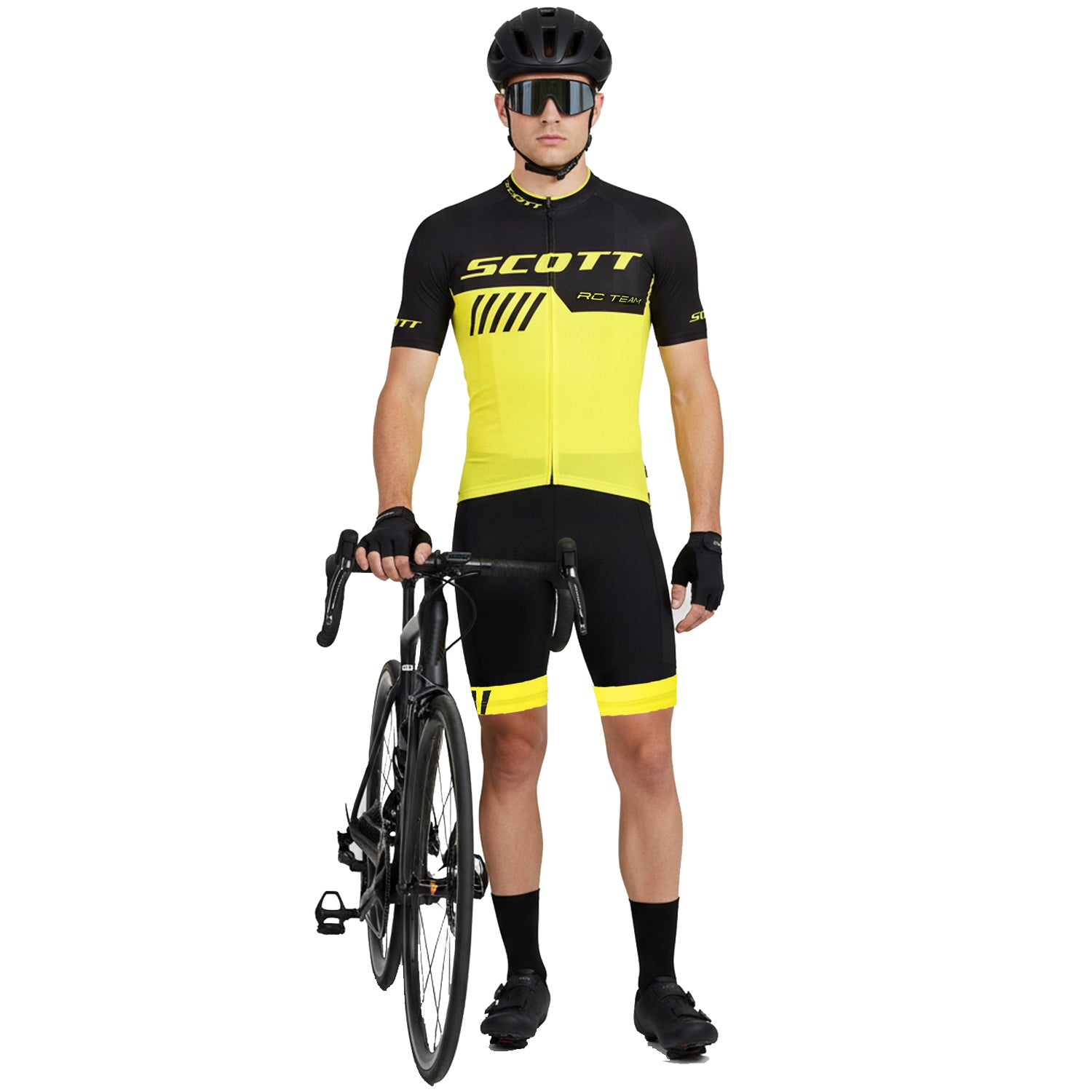 White breathable short sleeve SCOTT RC-TEAM men cycling jersey set