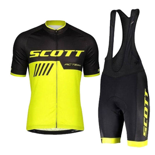 Yellow breathable short sleeve SCOTT RC-TEAM men cycling jersey set
