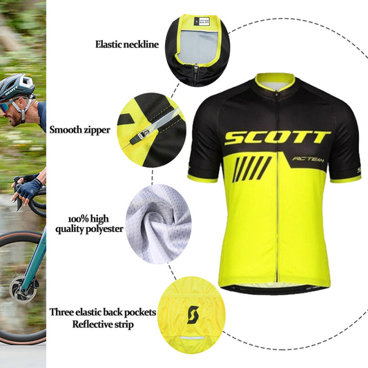Yellow quick dry breathable short sleeve SCOTT RC-TEAM men cycling jersey