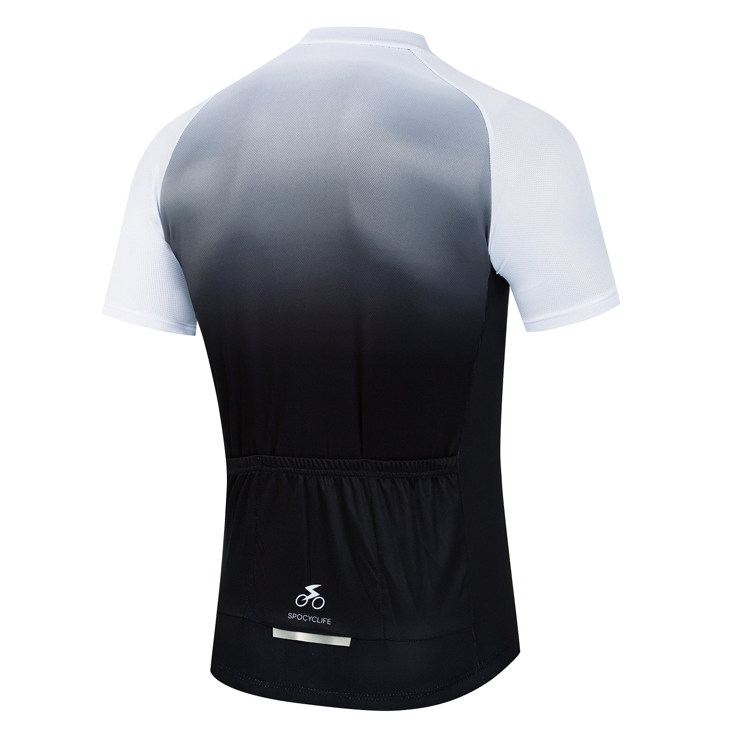 Men Cycling Jersey Quick Dry Breathable Fullzip Short Sleeve Black White