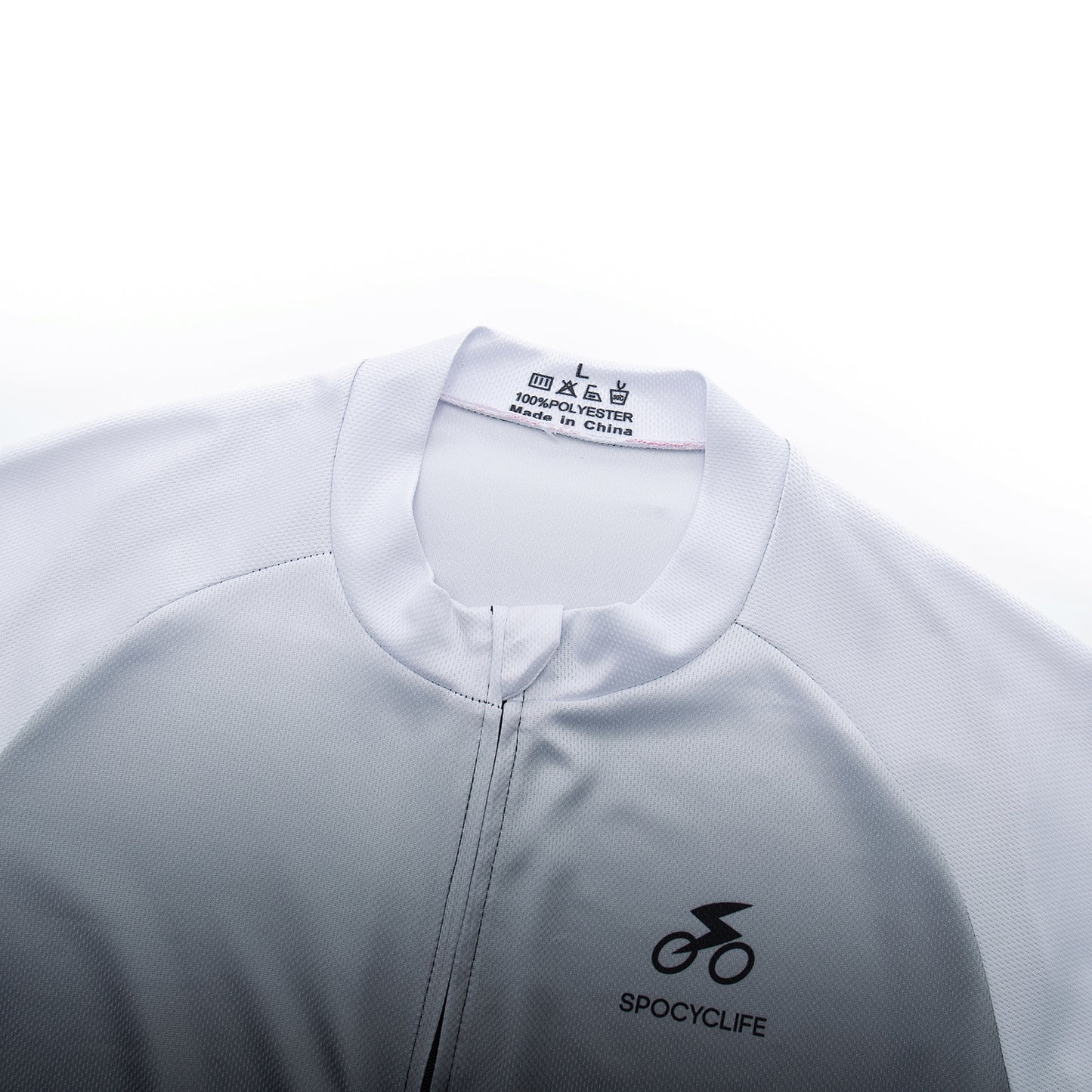 Men Cycling Jersey Quick Dry Breathable Fullzip Short Sleeve Black White