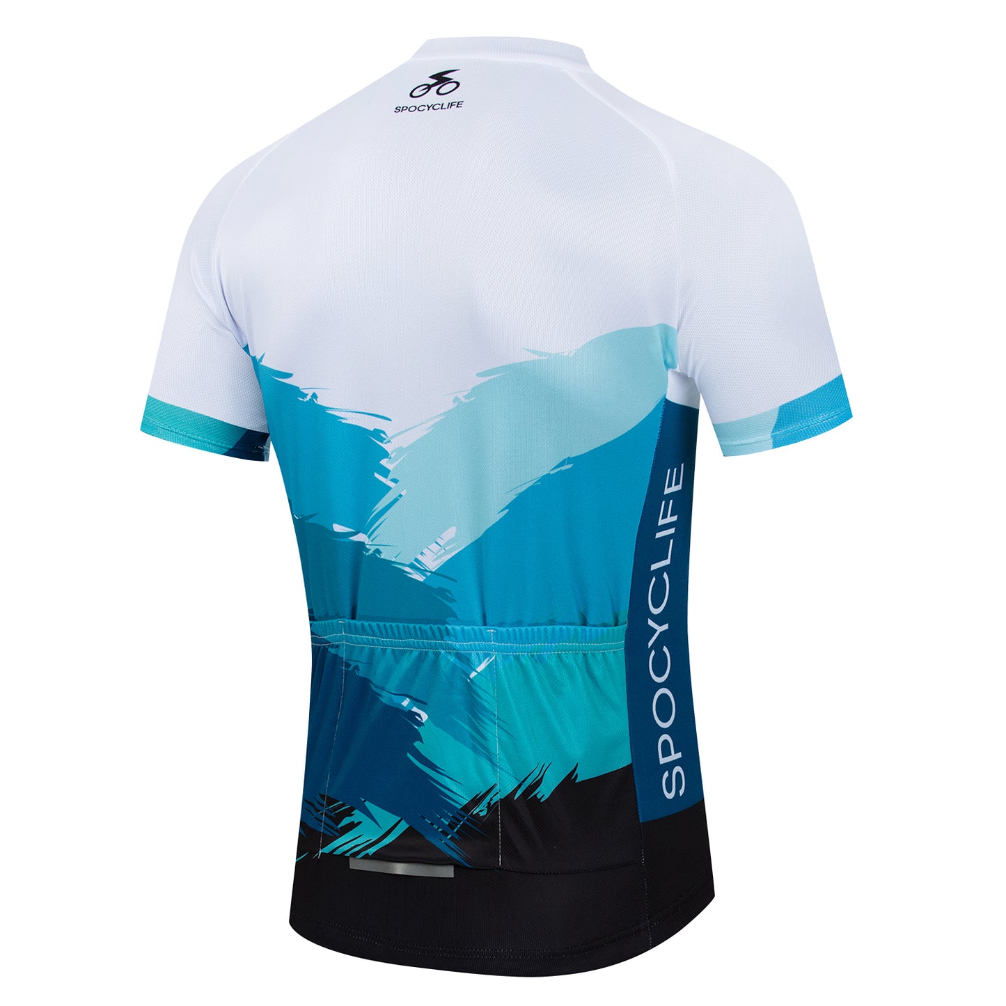 Men Cycling Jersey Quick Dry Breathable Halfzip Bike Shirt Blue White