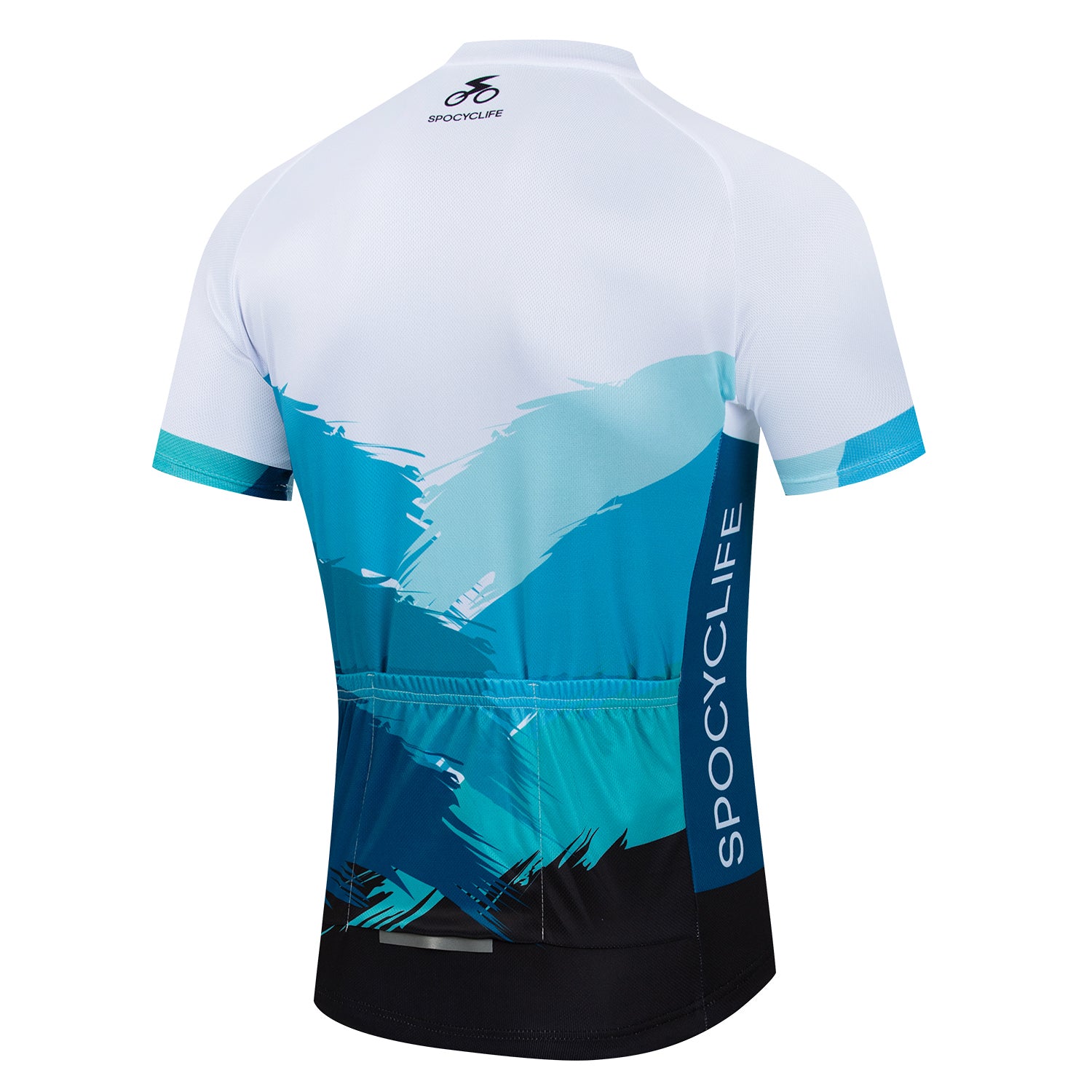 Men Cycling Jersey Quick Dry Breathable Halfzip Bike Shirt Blue White