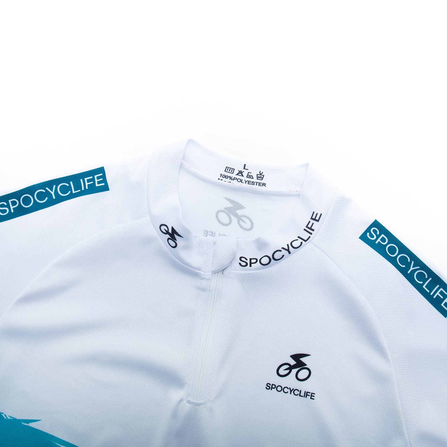 Men Cycling Jersey Quick Dry Breathable Halfzip Bike Shirt Blue White