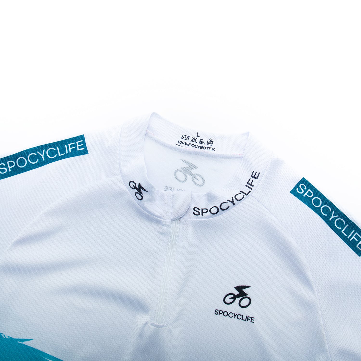 Men Cycling Jersey Quick Dry Breathable Halfzip Bike Shirt Blue White