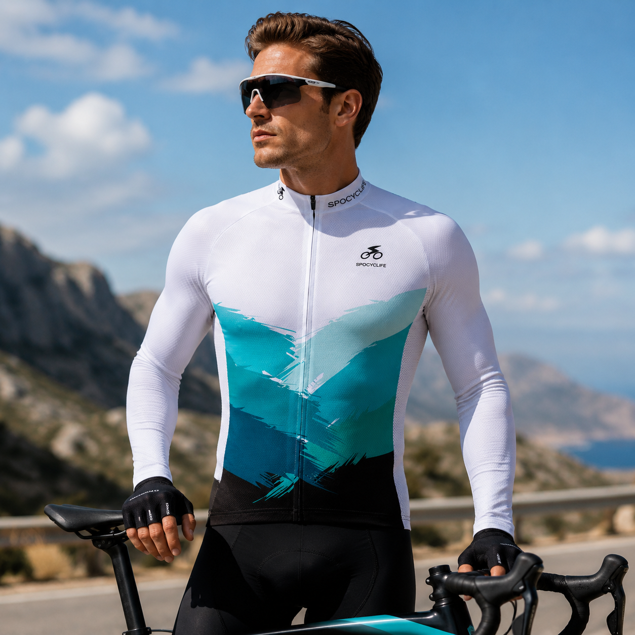 Vortex Gradient Men's Long Sleeve Cycling Jersey - Blue
