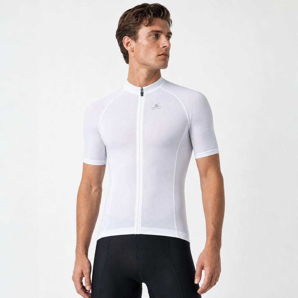 Epoch Solid Men's Short Sleeve Cycling Jersey - White