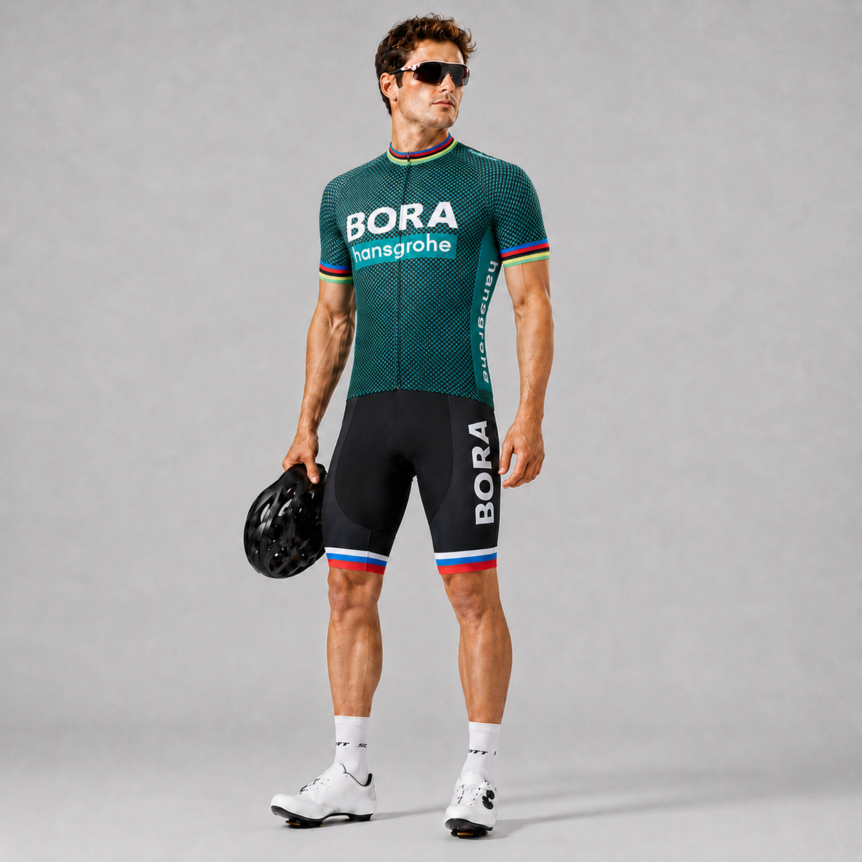 BORA-Hansgrohe Men’s Short Sleeve Cycling Jersey Set – Dark Green