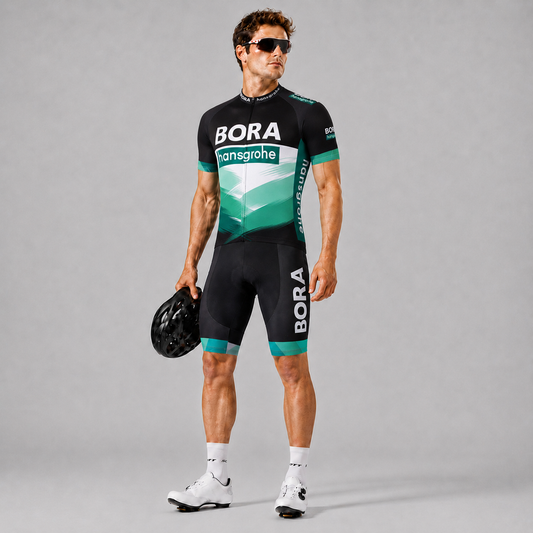 BORA-Hansgrohe Men’s Short Sleeve Cycling Jersey Set – Black Green