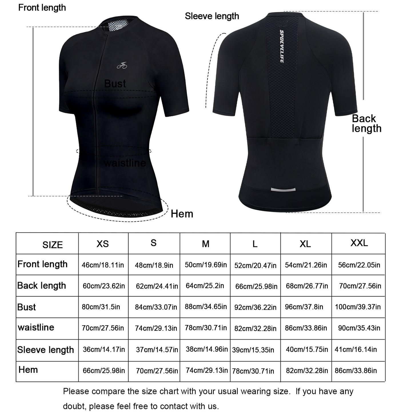 Women Cycling Jersey Quick Dry Breathable Bike Shirt Black