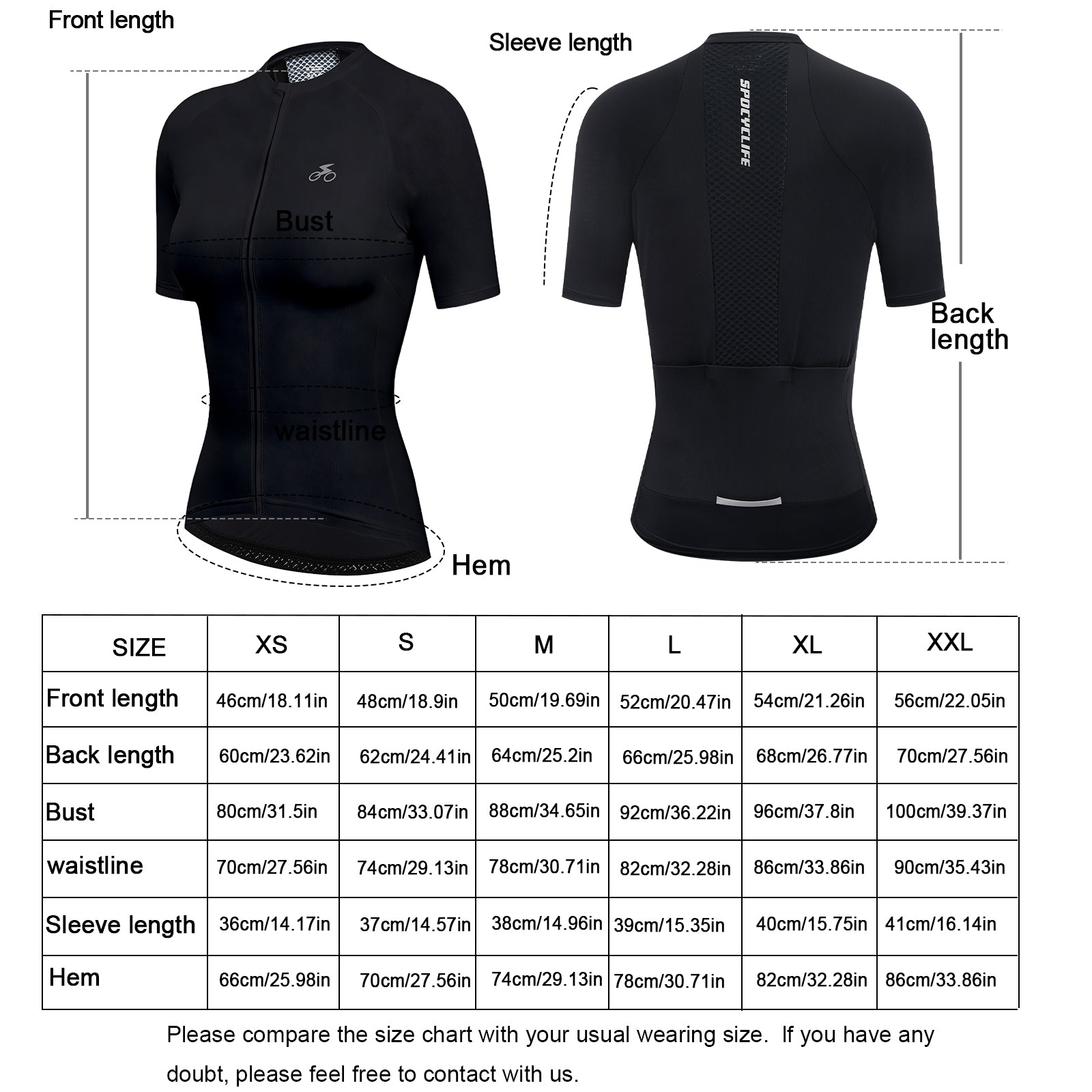 Women Cycling Jersey Quick Dry Breathable Bike Shirt Black