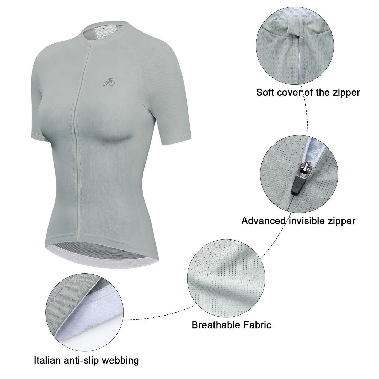Women Cycling Jersey Quick Dry Breathable Bike Shirt Gray