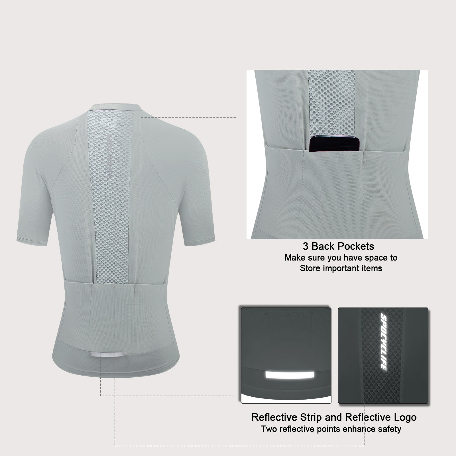 Women Cycling Jersey Quick Dry Breathable Bike Shirt Gray