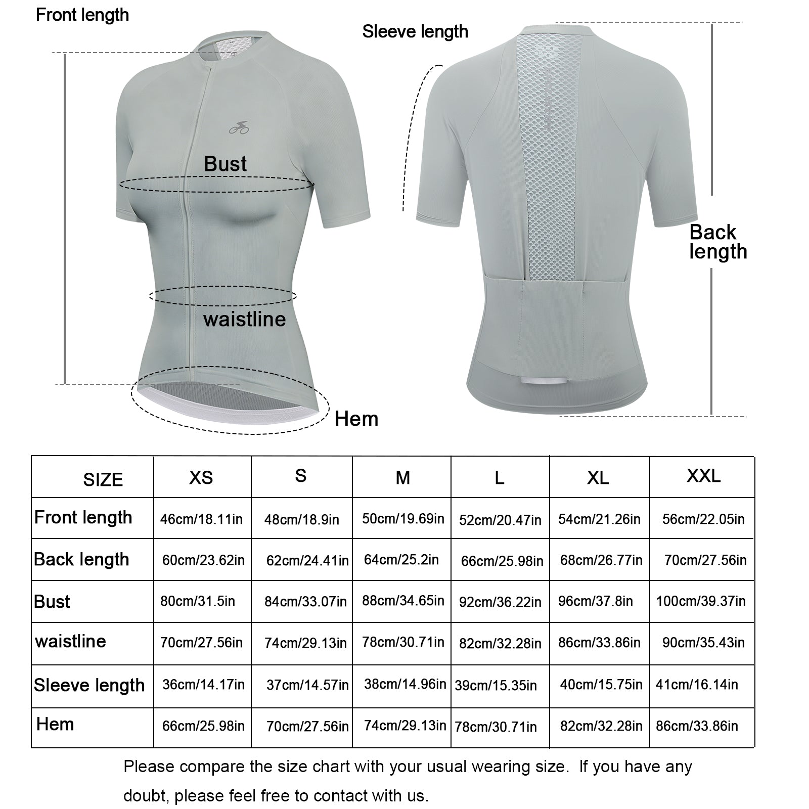 Women Cycling Jersey Quick Dry Breathable Bike Shirt Gray