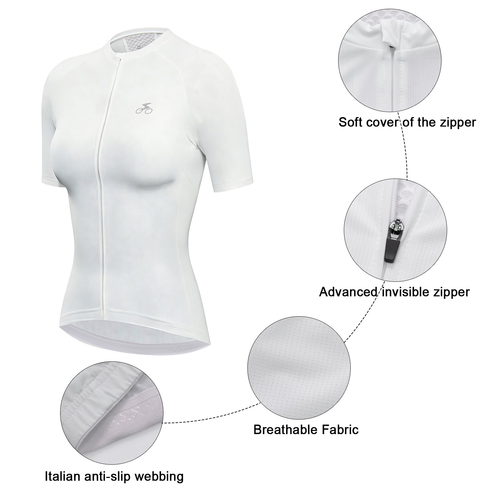Women Cycling Jersey Quick Dry Breathable Bike Shirt White