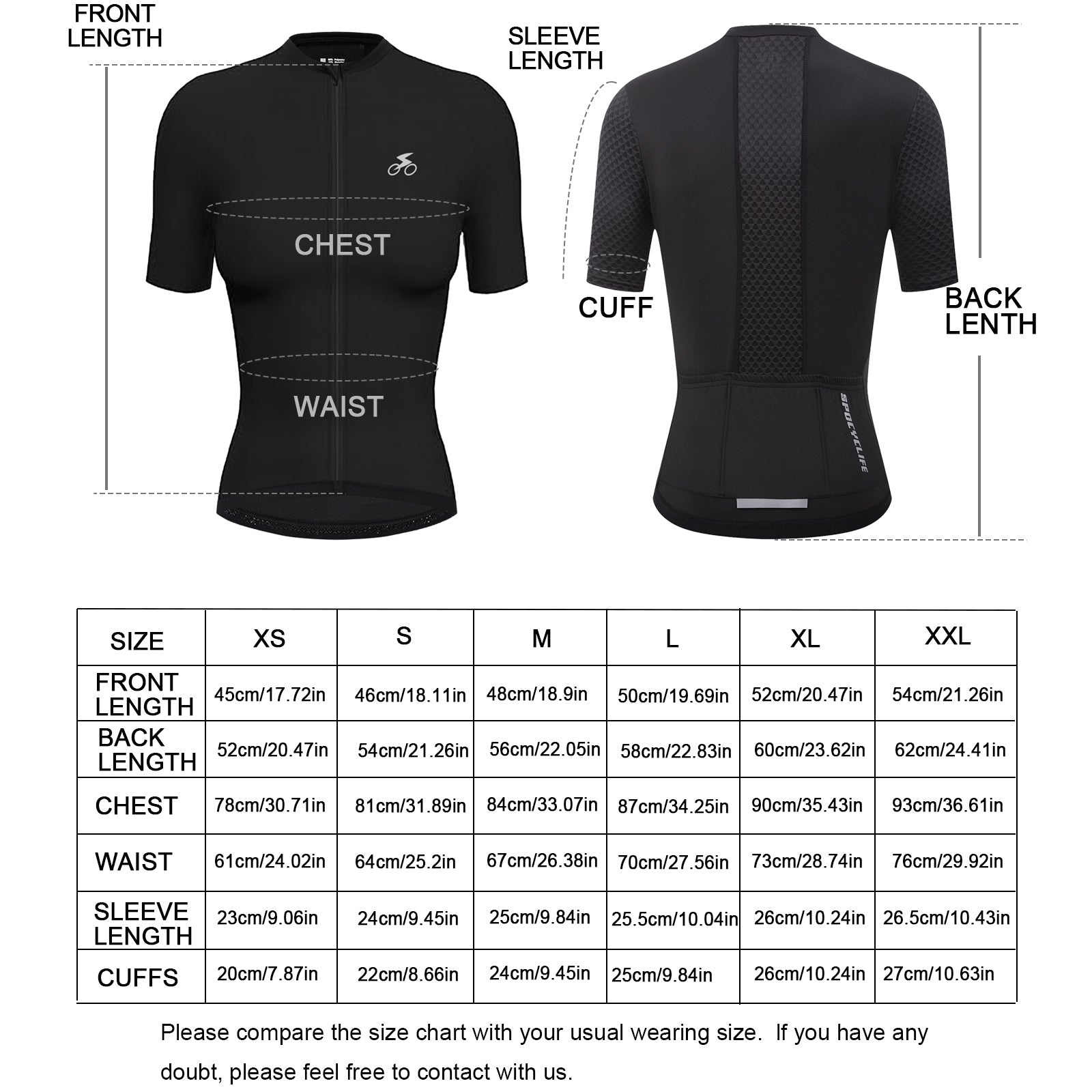 Women Cycling Jersey Quick Dry Breathable Short Sleeve Black