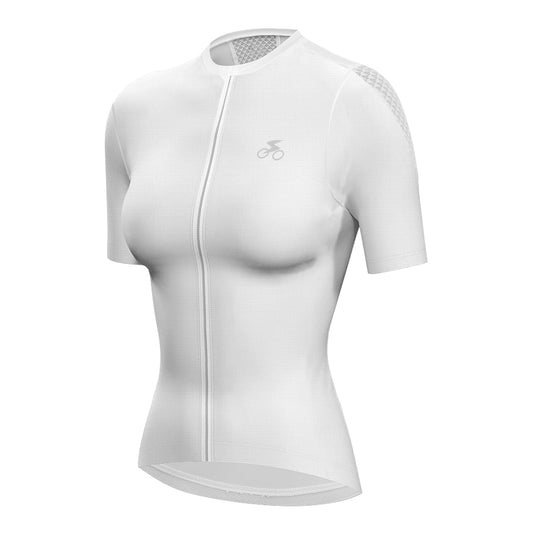 Women Cycling Jersey Quick Dry Breathable Short Sleeve White