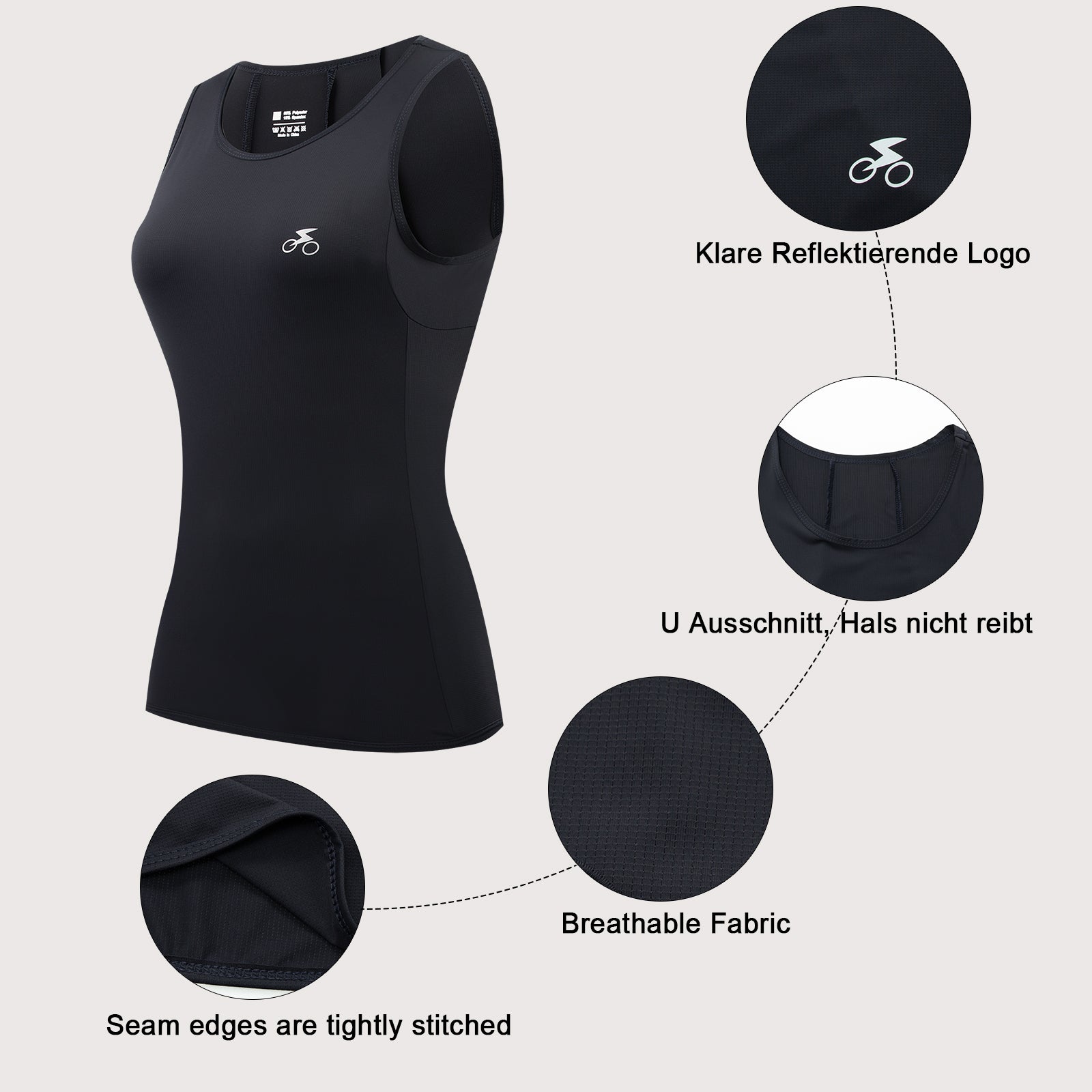 Women Sleeveless Cycling Jersey Quick Dry Breathable Cycling Vest Black
