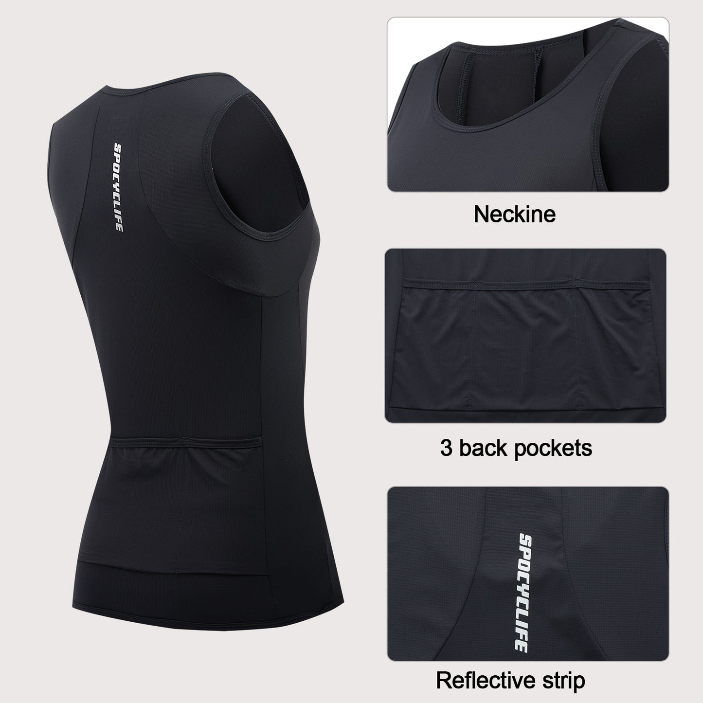 Women Sleeveless Cycling Jersey Quick Dry Breathable Cycling Vest Black