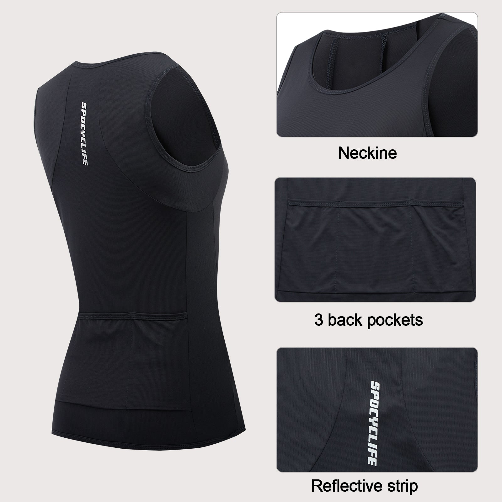 Women Sleeveless Cycling Jersey Quick Dry Breathable Cycling Vest Black