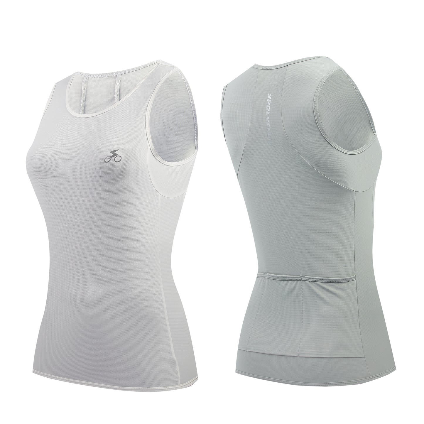 Women Sleeveless Cycling Jersey Quick Dry Breathable Cycling Vest Whitegray