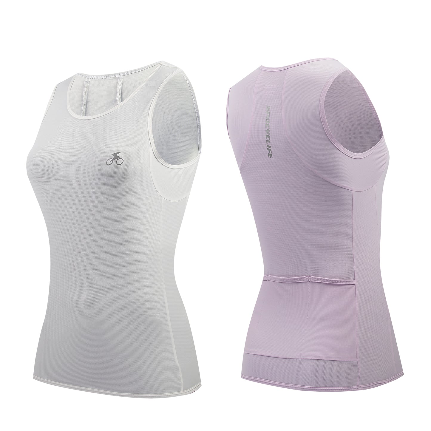 Women Sleeveless Cycling Jersey Quick Dry Breathable Cycling Vest Whitepurple